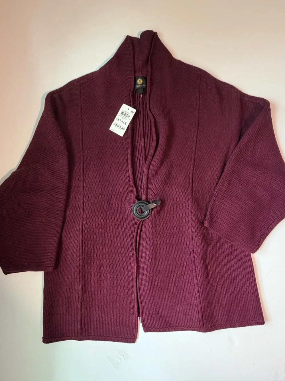 JM Collection Port Ribbed Open-Front Cardigan - Picture 1 of 3